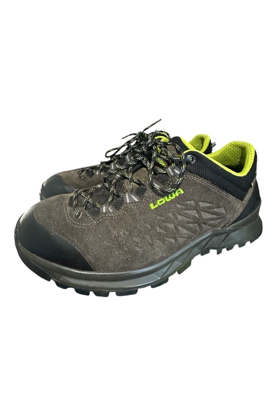 Lowa Explorer II GTX Lo Waterproof Hiking Boots Gray Lime Mens 10 Made Germany